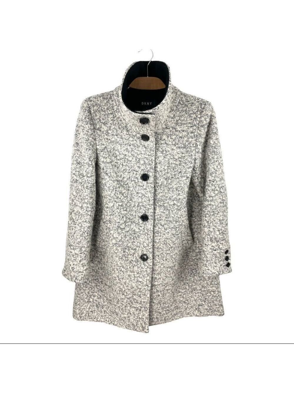 DKNY Black and White Tweed Coat - Picture 5 of 13